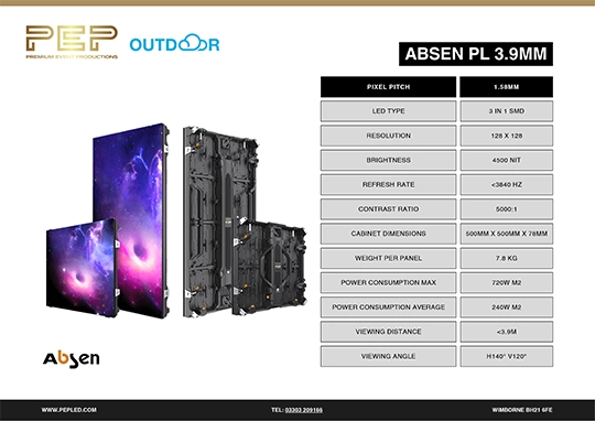 outdoor - absen pl3.9mm specifications