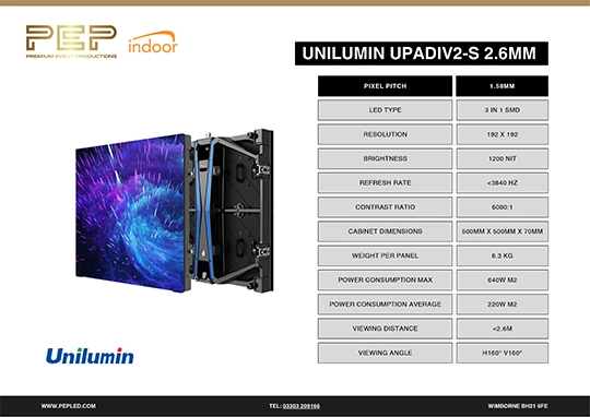 indoor unilumin upadiv2-s 2.6mm specifications